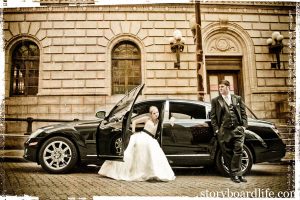 Wedding Dress in Front of Car 2